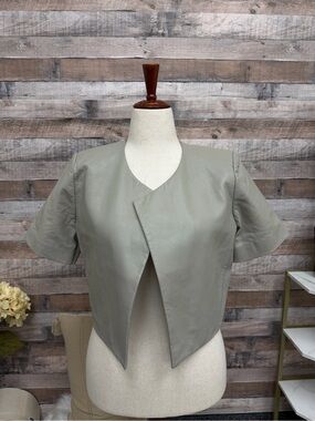 Lamarque clay leather open front cropped jacket medium